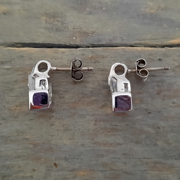 Cubic Zirconia Sterling Silver Solitaire Stud Earrings - Picture 9 of 12